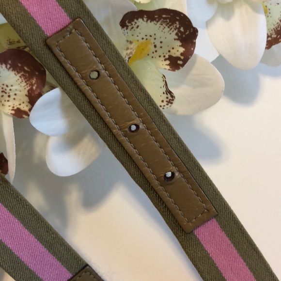 Gucci Belt Pink and Beige Stripe with Gucci Buckle - Picture 5 of 12